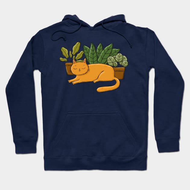 Cat and Plants Hoodie by Tania Tania